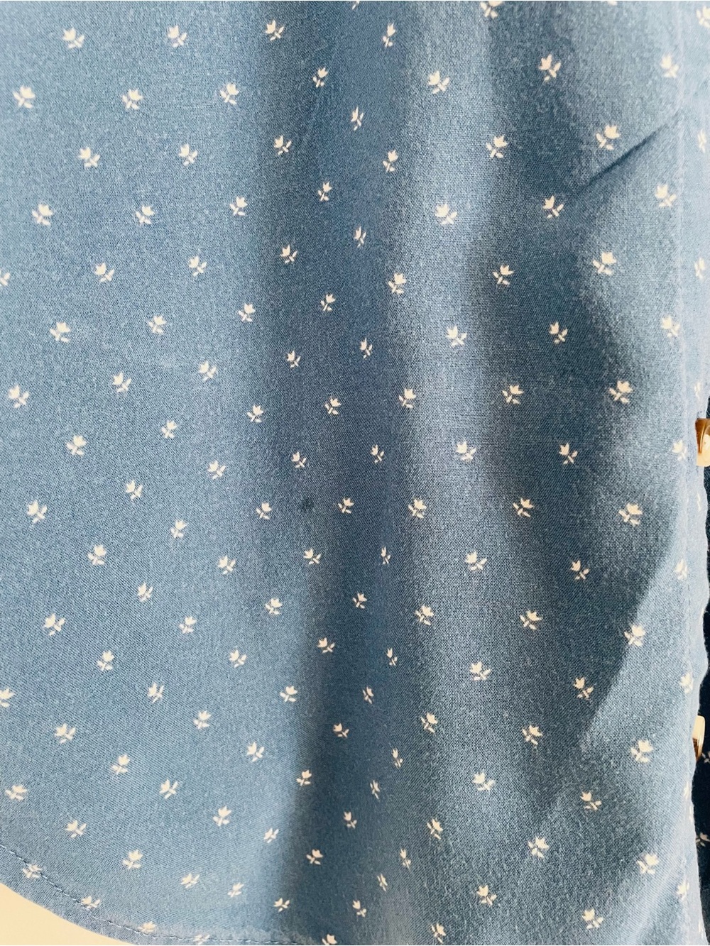 JACHS Girlfriend Blue Short-Sleeve Button-Up Blouse with Tiny White Dot Print - Picture 3 of 5